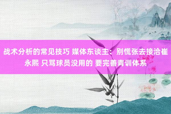 战术分析的常见技巧 媒体东谈主：别慌张去接洽崔永熙 只骂球员没用的 要完善青训体系