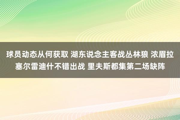 球员动态从何获取 湖东说念主客战丛林狼 浓眉拉塞尔雷迪什不错出战 里夫斯都集第二场缺阵