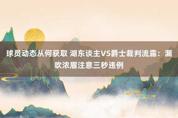 球员动态从何获取 湖东谈主VS爵士裁判流露：漏吹浓眉注意三秒违例