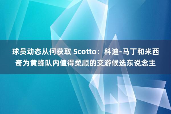 球员动态从何获取 Scotto：科迪-马丁和米西奇为黄蜂队内值得柔顺的交游候选东说念主