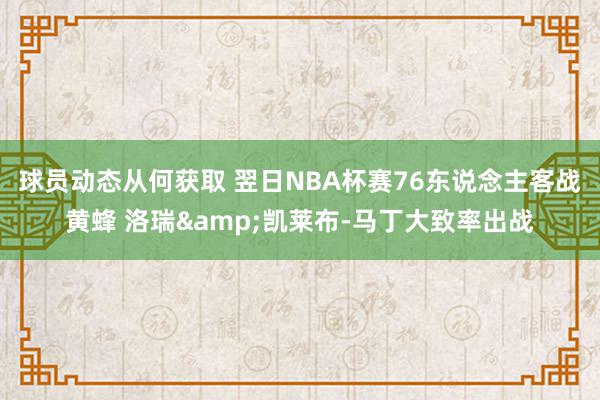 球员动态从何获取 翌日NBA杯赛76东说念主客战黄蜂 洛瑞&凯莱布-马丁大致率出战