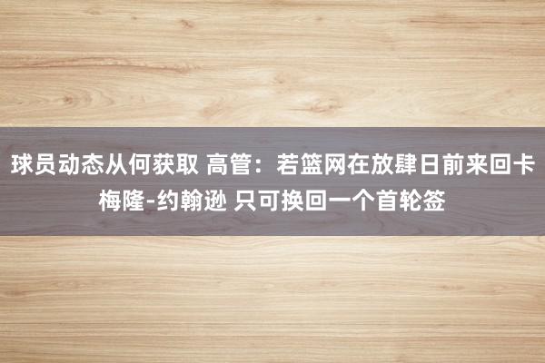 球员动态从何获取 高管：若篮网在放肆日前来回卡梅隆-约翰逊 只可换回一个首轮签